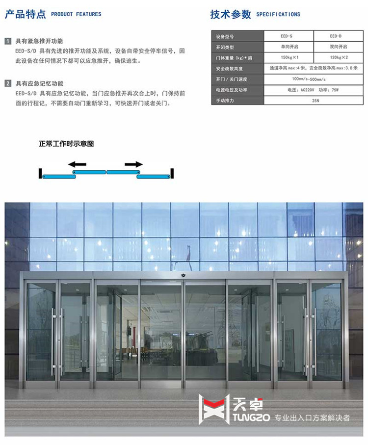 西安緊急疏散自動感應平移門